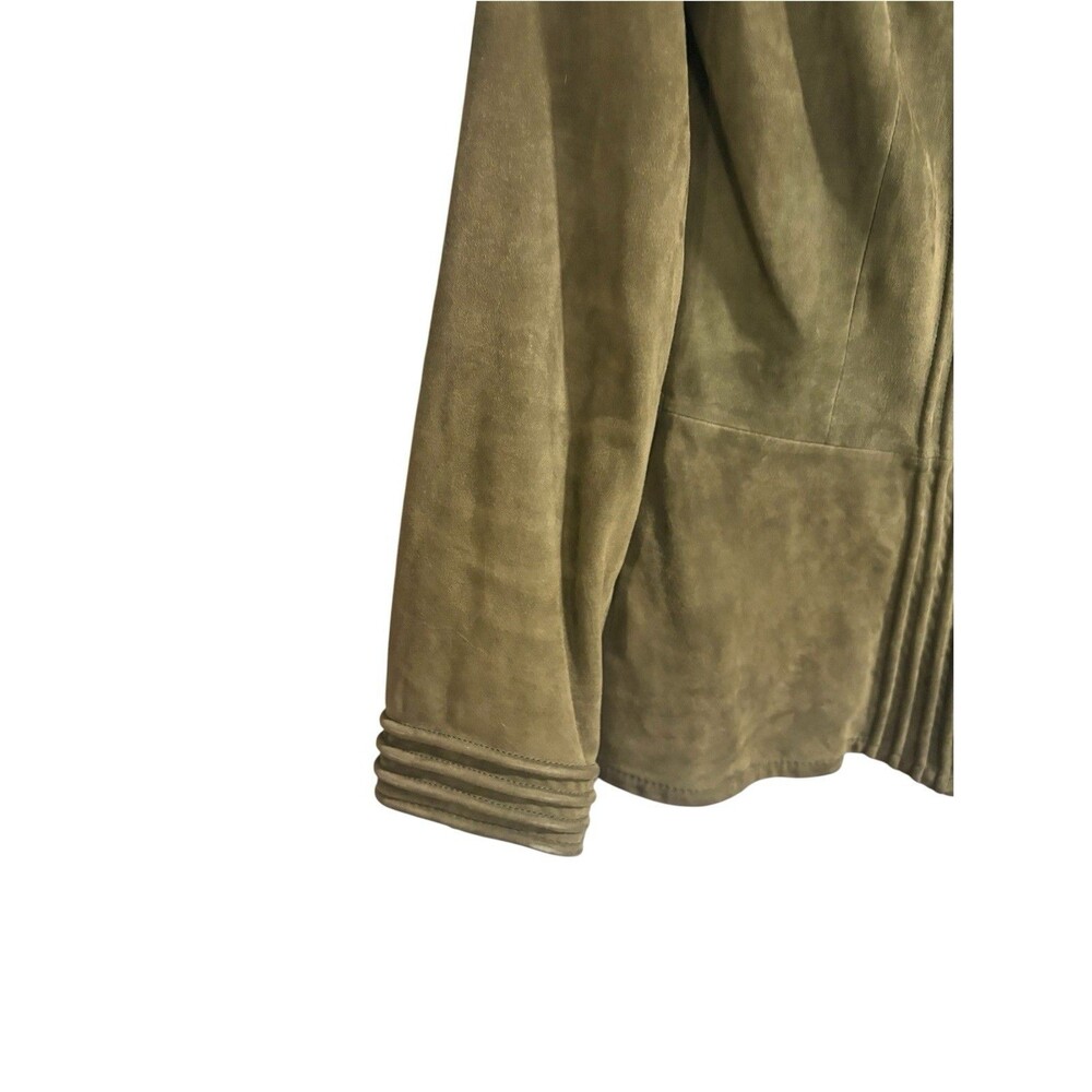Valentino Boutique Vintage Olive Green Suede Jacket IT Sz 42 Authenticated - Picture 7 of 12